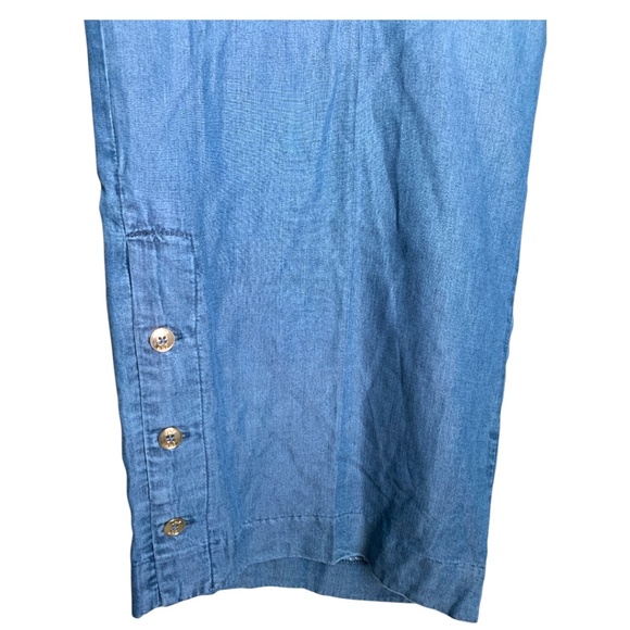 NWT Women's Jones New York Wide Crop Pants Size XL Denim Chambray Elastic Waist - Picture 3 of 9